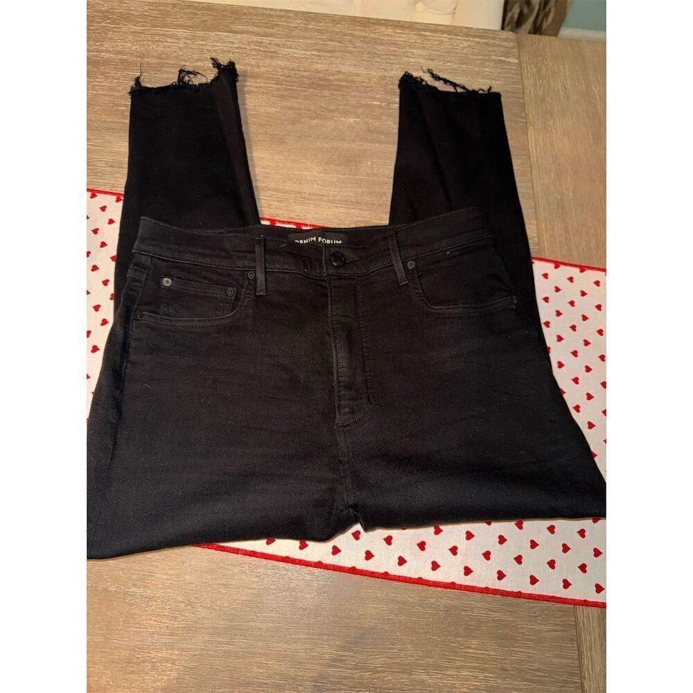 Aritzia‎ Denim Forum Lola High Rise Skinny Crop Jeans Black Size 31 - Picture 3 of 8